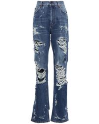 Jeans in denim spalmato Mytheresa Donna Abbigliamento Pantaloni e jeans Jeans Jeans a vita alta 