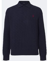 Polo Ralph Lauren - Cable-Knit Wool And Cashmere Polo Sweater - Lyst