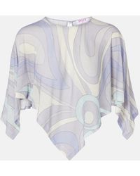 PUCCI - Orchidee Asymmetric Wool-Blend Crop Top - Lyst