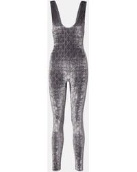 Gucci - Jumpsuit Gg Crystal Aus Samt Mit Kristallen - Lyst