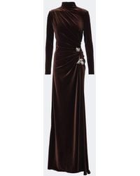 Monique Lhuillier - Draped Embellished Velvet Gown - Lyst