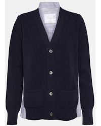 Sacai - Cardigan En Lana Y Popelin De Algodon - Lyst