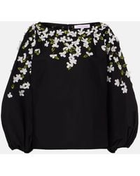 Carolina Herrera - Top En Mezcla De Algodon Con Aplique Floral - Lyst