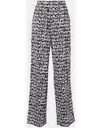 Vetements - Printed High-Rise Cotton Wide-Leg Pants - Lyst