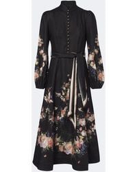Zimmermann - Robe Midi Valiant En Lin A Fleurs - Lyst