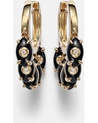 Sydney Evan - 14Kt Hoop Earrings With Onyx And Diamonds - Lyst