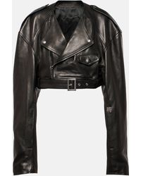 Rick Owens - Cropped Leather Biker Jacket - Lyst