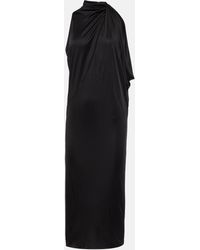 Versace - Cutout Turtleneck Satin Midi Dress - Lyst