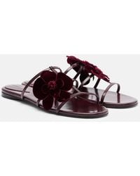 Zimmermann - Orchid Floral-Applique Leather Sandals - Lyst