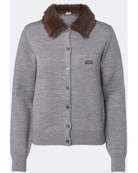 Loewe - Double L Ribbed-Knit Wool Cardigan - Lyst