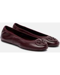 Tory Burch - Reva Travel Leather Ballet Flats - Lyst