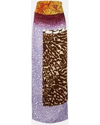 Dries Van Noten - Printed Silk Midi Skirt - Lyst