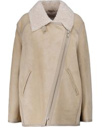Étoile Isabel Marant Leather Alexandre Shearling Jacket in Beige (Natural)  | Lyst