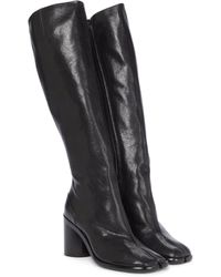 Maison Margiela Tabi Leather Knee-high Leather Boots - Black