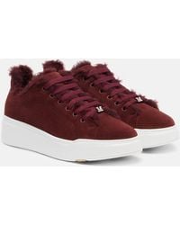 Max Mara - Tmaxi Teddy-Trimmed Suede Sneakers - Lyst