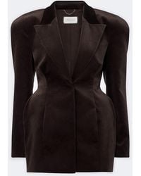 Magda Butrym - Peplum Cotton-Blend Velour Blazer Dress - Lyst
