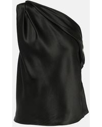 The Sei - Draped One-Shoulder Silk Satin Top - Lyst
