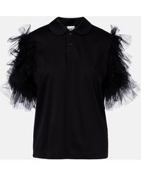 Noir Kei Ninomiya - Tulle-Trimmed Cotton Polo Shirt - Lyst
