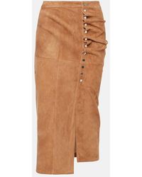 Rabanne - Falda Midi De Ante Fruncida - Lyst