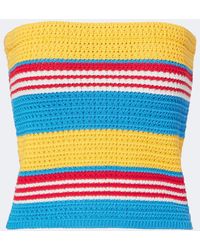 Posse - Tammy Striped Cotton Strapless Top - Lyst