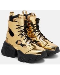 Noir Kei Ninomiya - X Reebok Metallic-Effect Cutout Platform Ankle Boots - Lyst