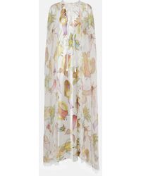 Rodarte - Caped Printed Silk Gown - Lyst