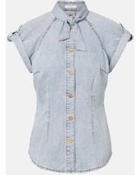 Zimmermann - Tie-Neck Denim Shirt - Lyst