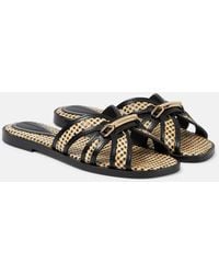 Zimmermann - Prisma Leather-trimmed Raffia Slides - Lyst