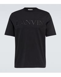 Lanvin Logo Embroidered Cotton T-shirt - Black