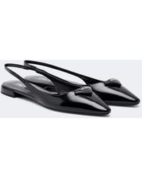 Prada - Leather Slingback Ballet Flats - Lyst