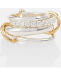 Spinelli Kilcollin - Luna 18kt Gold And Sterling Silver Linked Rings With White Diamonds - Lyst