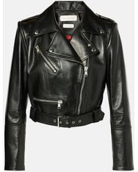 McQueen - Chaqueta Biker Cropped De Piel - Lyst