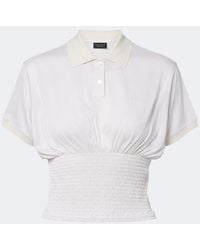 Gucci - Double G Shirred Silk Top - Lyst