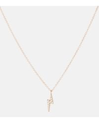 Maria Tash Lightning Bolt 18kt Rose Gold Reversible Necklace With White And Black Diamonds - Metallic