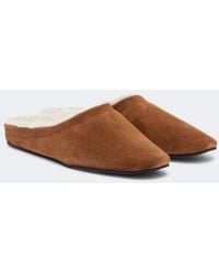 Veronica Beard - Narcisa Shearling-Lined Suede Mules - Lyst