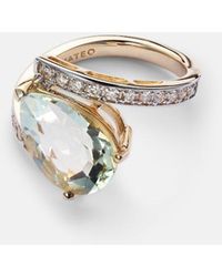 Mateo - Slanted 14Kt Ring With Amethyst And Diamonds - Lyst