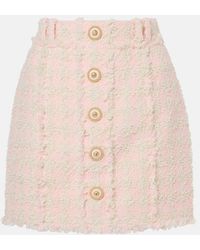 Balmain - Checked Tweed Miniskirt - Lyst