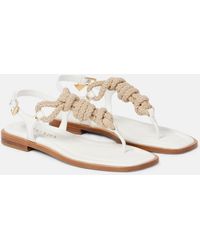 Prada - Leather-Trimmed Thong Sandals - Lyst