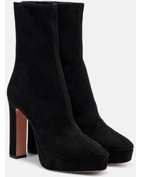 Aquazzura - Martine 110 Suede Platform Ankle Boots - Lyst