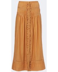 Isabel Marant - Loraine Embroidered Ruffled Cotton Maxi Skirt - Lyst