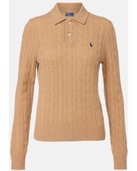 Polo Ralph Lauren - Cable-Knit Wool And Cashmere Polo Sweater - Lyst