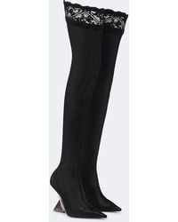 The Attico - Cheope Lace-Trimmed Mesh Over-The-Knee Boots - Lyst
