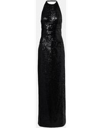 Roberto Cavalli - Sequined Halterneck Silk Gown - Lyst