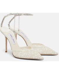 Jimmy Choo - Saeda 100 Embellished Mesh Pumps - Lyst
