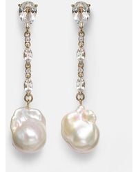 Mateo - 14kt Gold Earrings With Pearls And Topaz - Lyst
