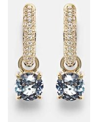 STONE AND STRAND - 14Kt Huggie Earrings With Spinel And Diamonds - Lyst