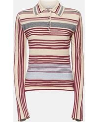 Bottega Veneta - Striped Linen And Cotton Polo Sweater - Lyst