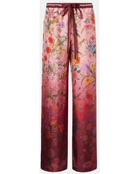 Gucci - Silk Trousers With Flora Print - Lyst