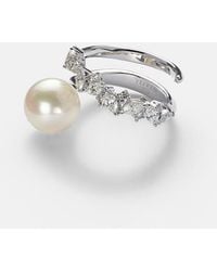 YEPREM - Pearlescent 18Kt Ring With Diamonds And Pearl - Lyst