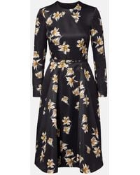 Emilia Wickstead - Robe Midi Uccellina En Satin A Fleurs - Lyst